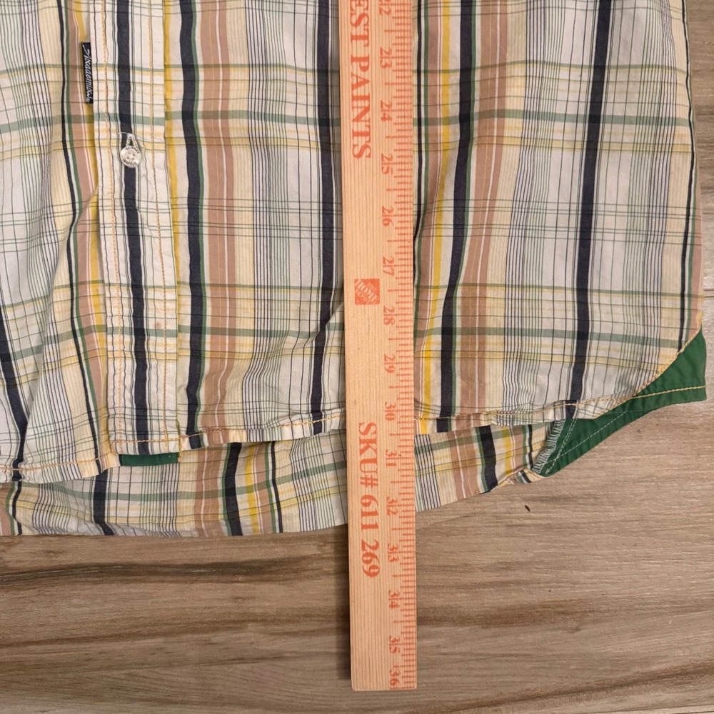 Vintage Akademiks Plaid Button Down Shirt Mens 2XL Green Yellow Y2K Streetwear - Picture 7 of 11